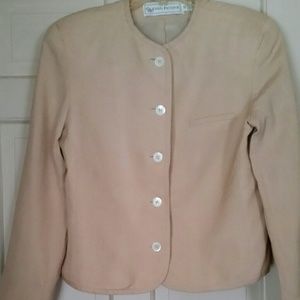 Evan Picone Tan Linen Lined Suit Jacket Sz 12